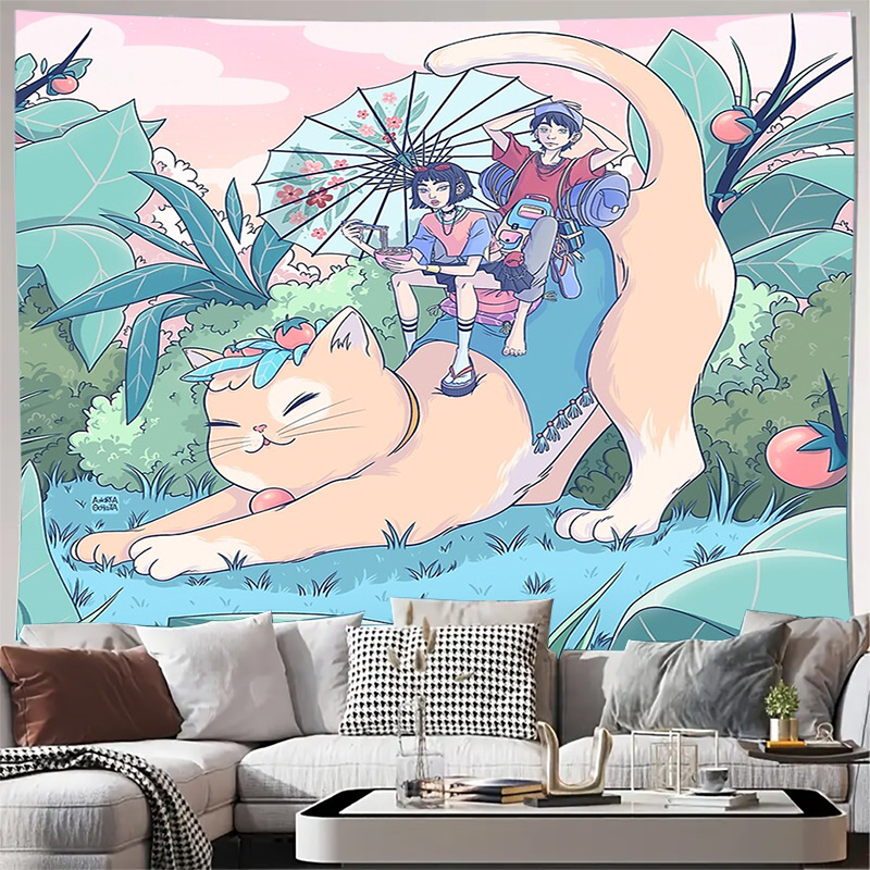 Home Art Textiles - Anime Tapestry Forest Wall Hanging Japanese