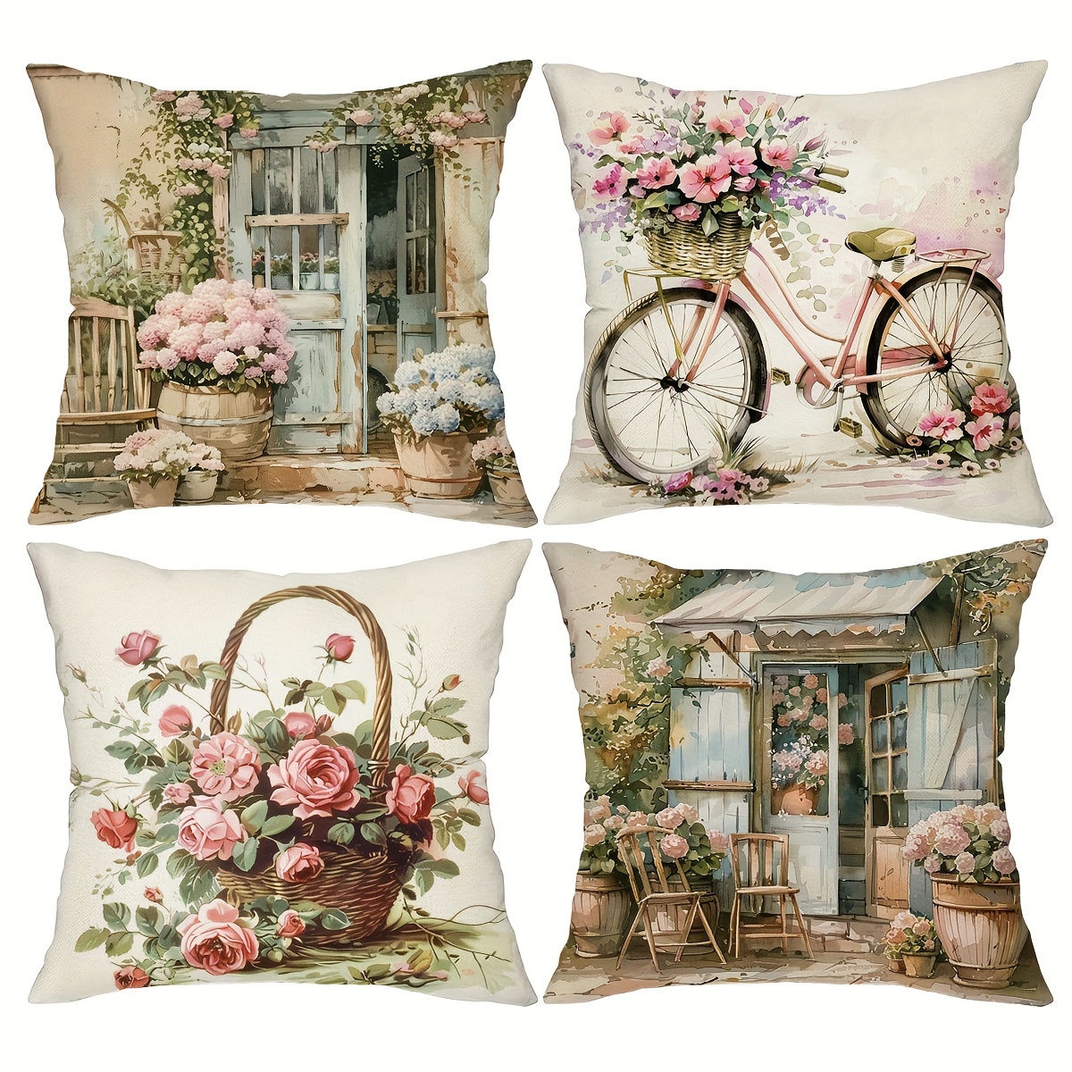 Pillow Covers Set of 4 Vintage - Pillow Insert 18X18 avis et prix
