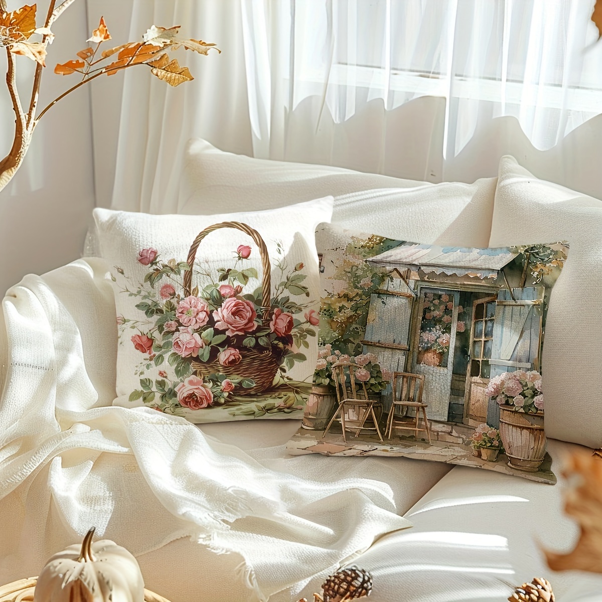 Pillow Covers Set of 4 Vintage - Pillow Insert 18X18 avis et prix