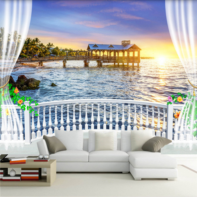 Custom Photo Wallpaper 3D Balc - Sunrise Home Textiles & Apparel avis et prix