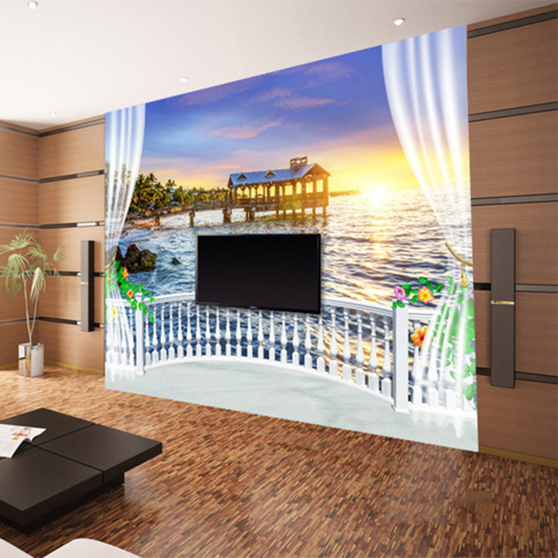 Custom Photo Wallpaper 3D Balc - Sunrise Home Textiles & Apparel avis et prix