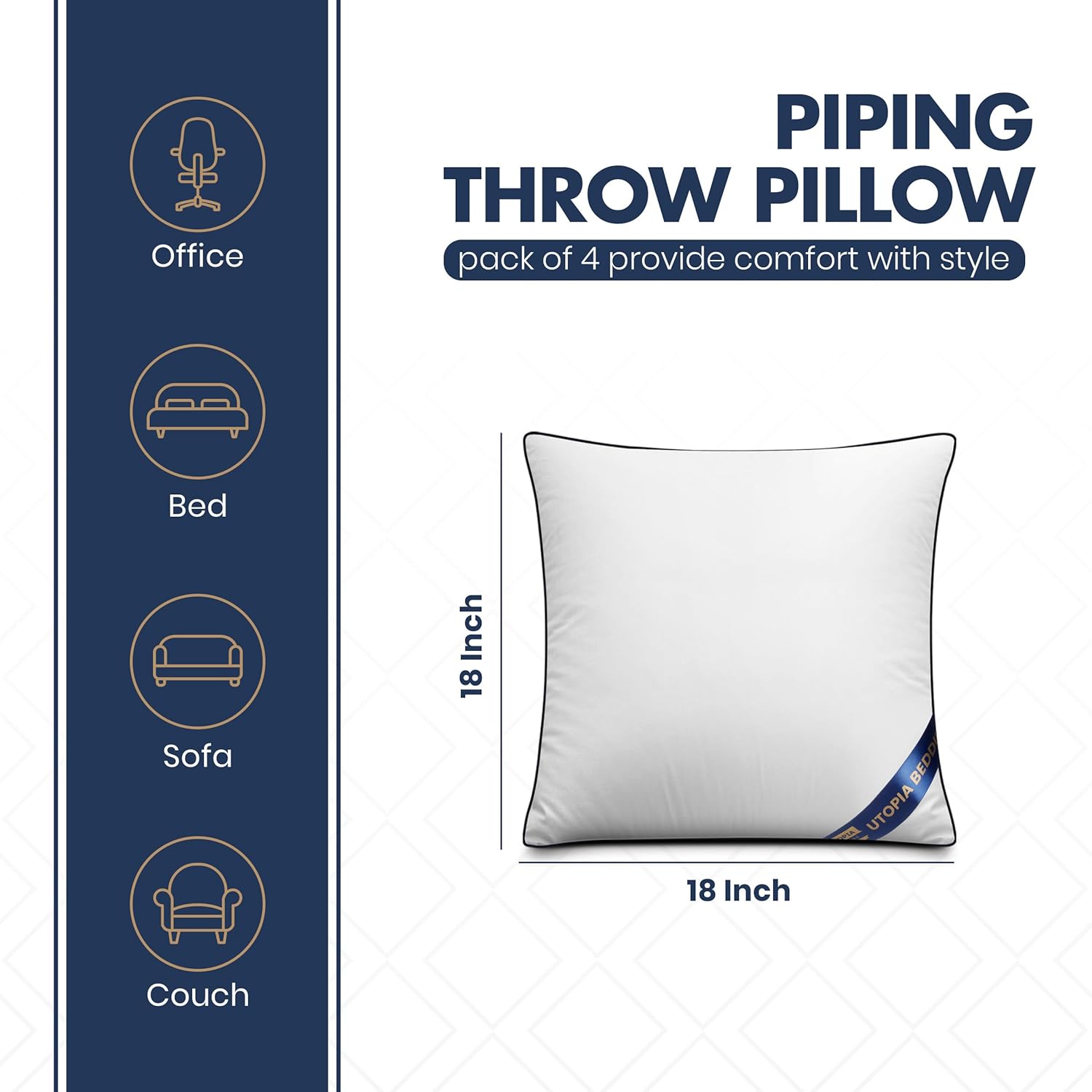 4-Pack 18x18 Inch White Throw  - Pillow Insert 18X18 avis et prix