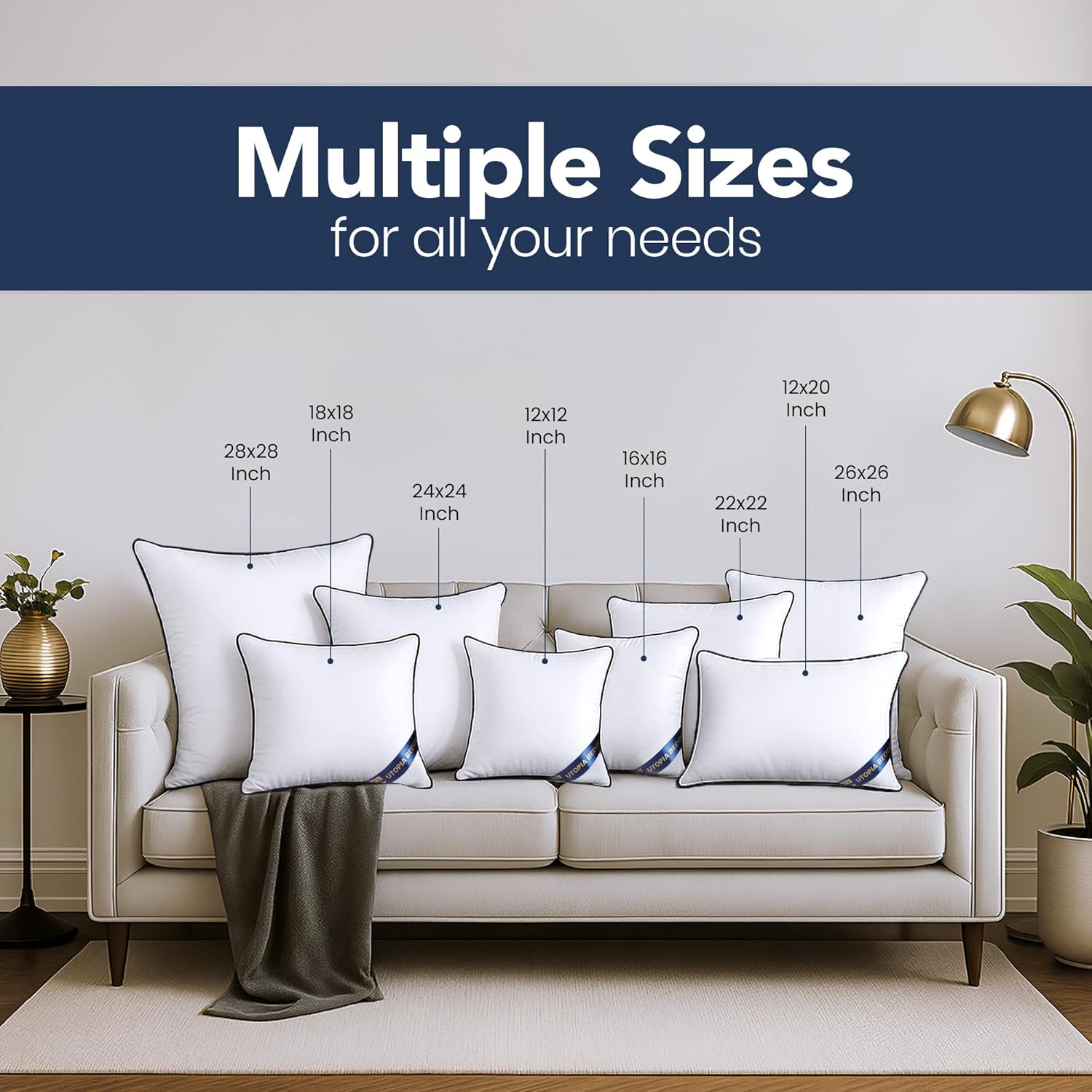 4-Pack 18x18 Inch White Throw  - Pillow Insert 18X18 avis et prix