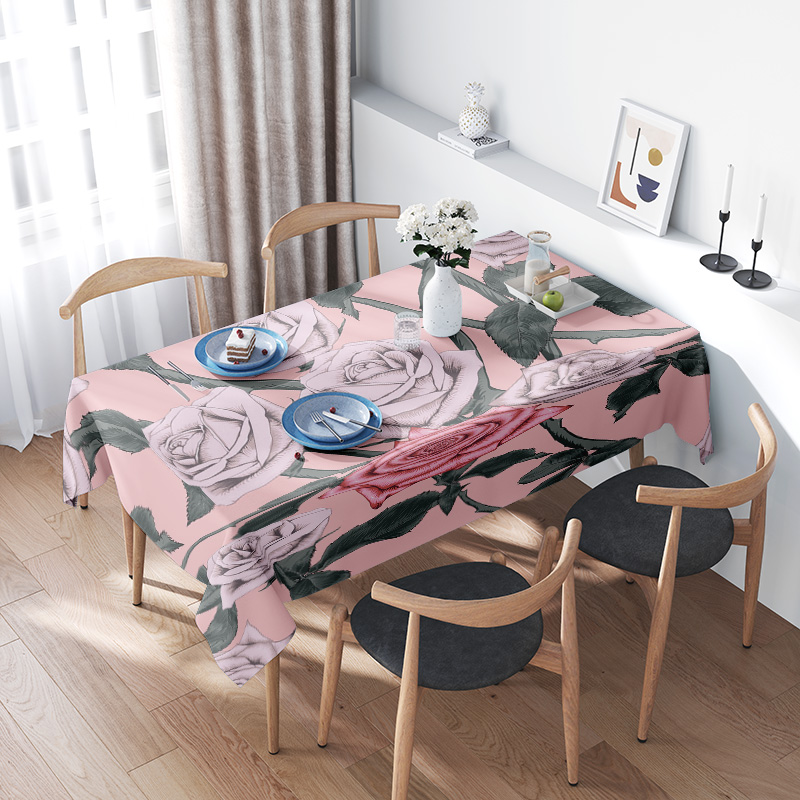 Pink Floral Tablecloth with Pi - Home Textiles Com avis et prix