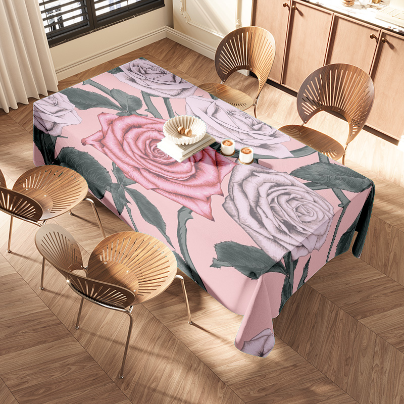 Pink Floral Tablecloth with Pi - Home Textiles Com avis et prix