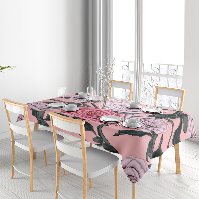Pink Floral Tablecloth with Pi - Home Textiles Com avis et prix
