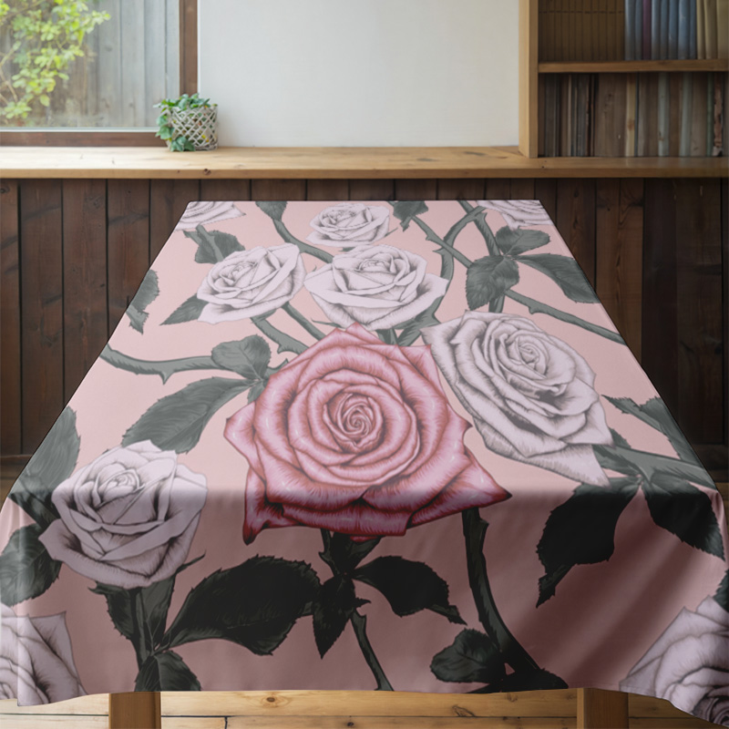 Pink Floral Tablecloth with Pi - Home Textiles Com avis et prix