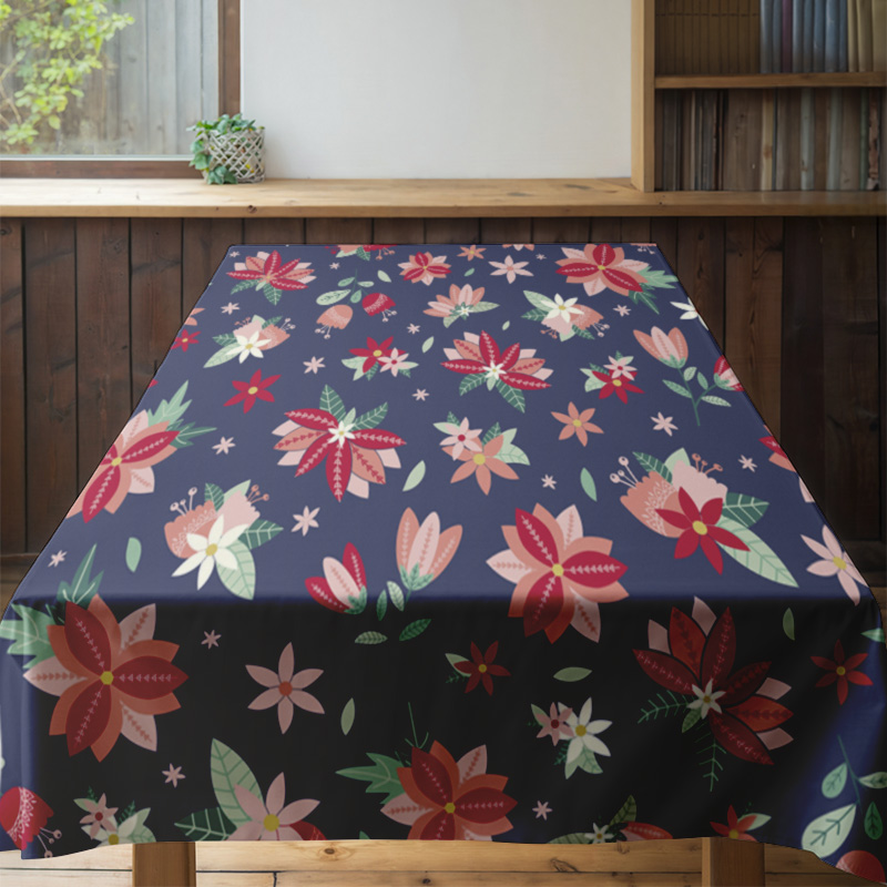 Blue Floral TableclothModern P - Home Textiles Com avis et prix