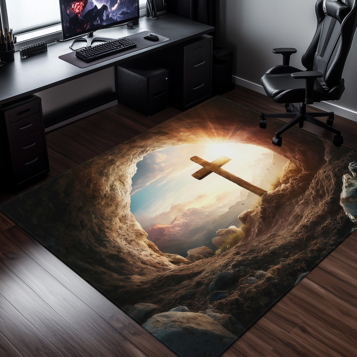 Religious cross cave rug spiri - Sunrise Home Textiles & Apparel avis et prix