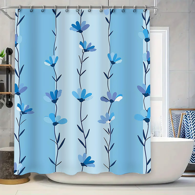 Blue Floral Shower Curtain, So - Home Textiles Com avis et prix