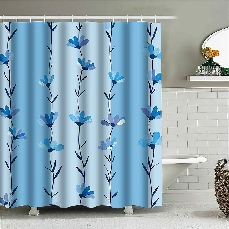 Blue Floral Shower Curtain, So - Home Textiles Com avis et prix