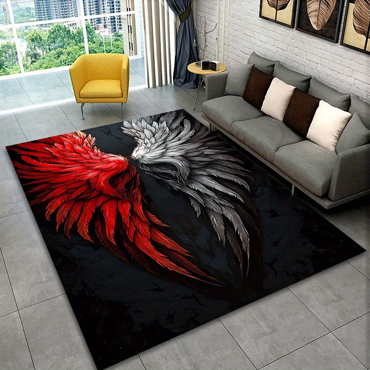 Red and White Wings Rug Modern - Home Art Textiles avis et prix