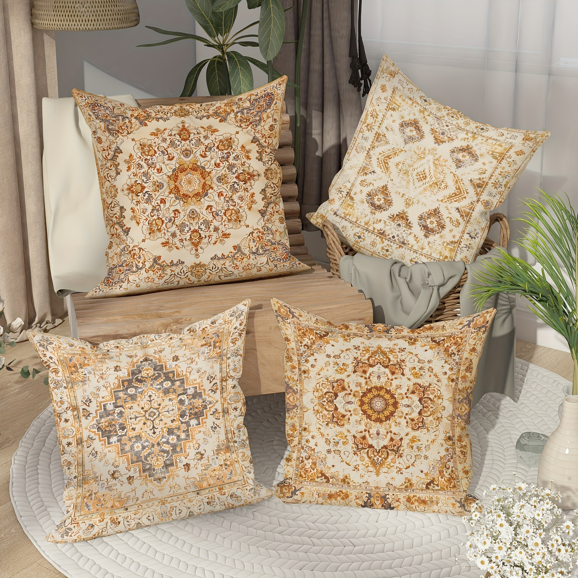 Pillow Covers Set of 4 Bohemia - Pillow Insert 18X18 avis et prix