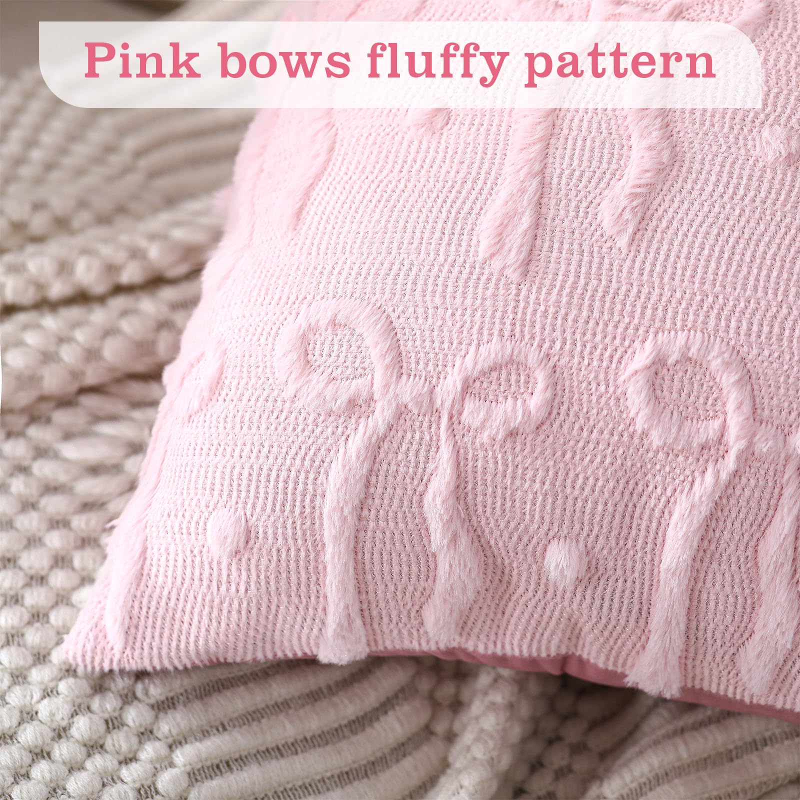 Pink Bow Throw Pillow Covers 1 - Pillow Insert 18X18 avis et prix